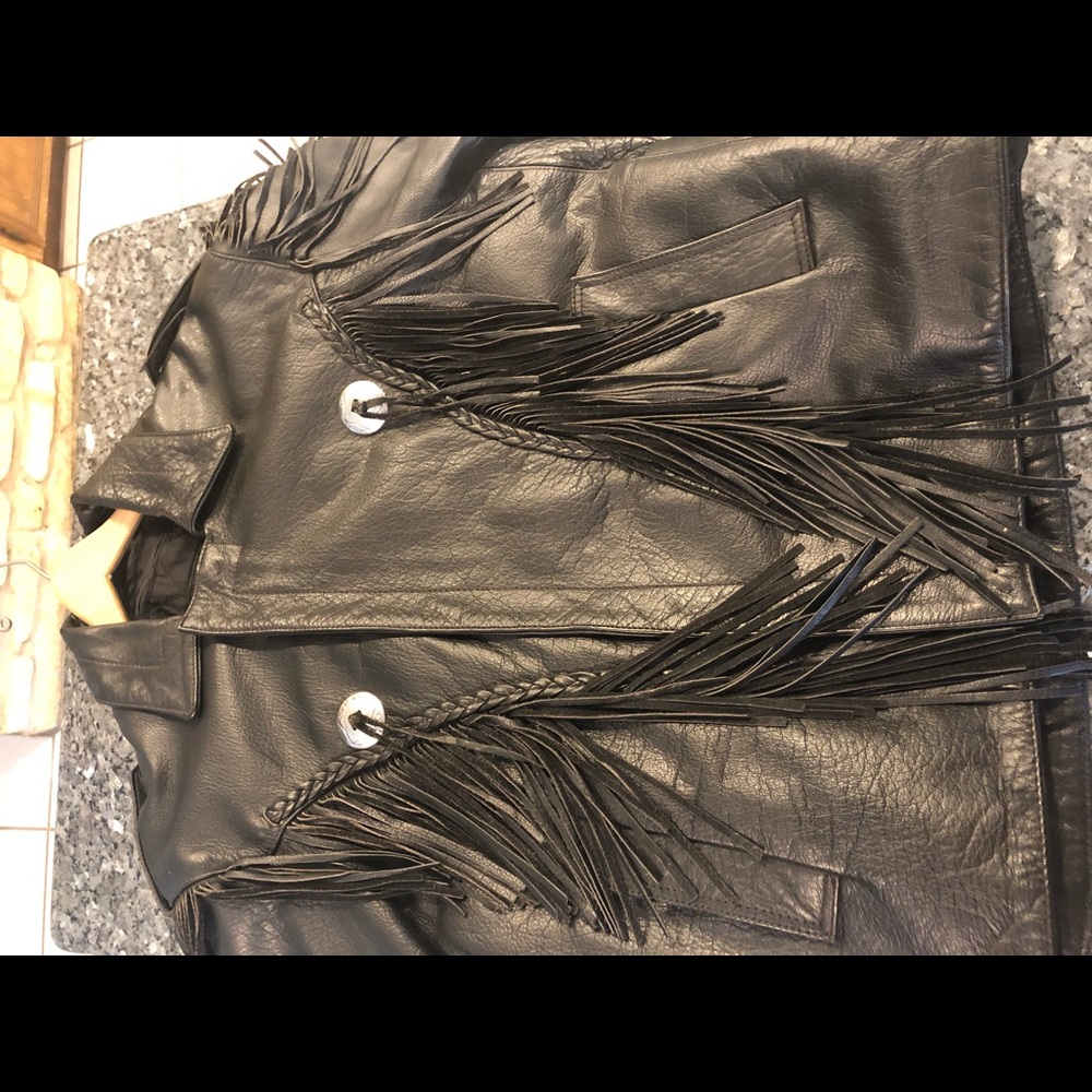 Men’s Black Fringe Leather Jacket
